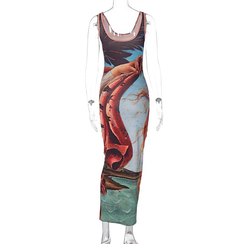 Birth Of Venus-Botticelli Women Spring Autumn Long Sleeve Dress
