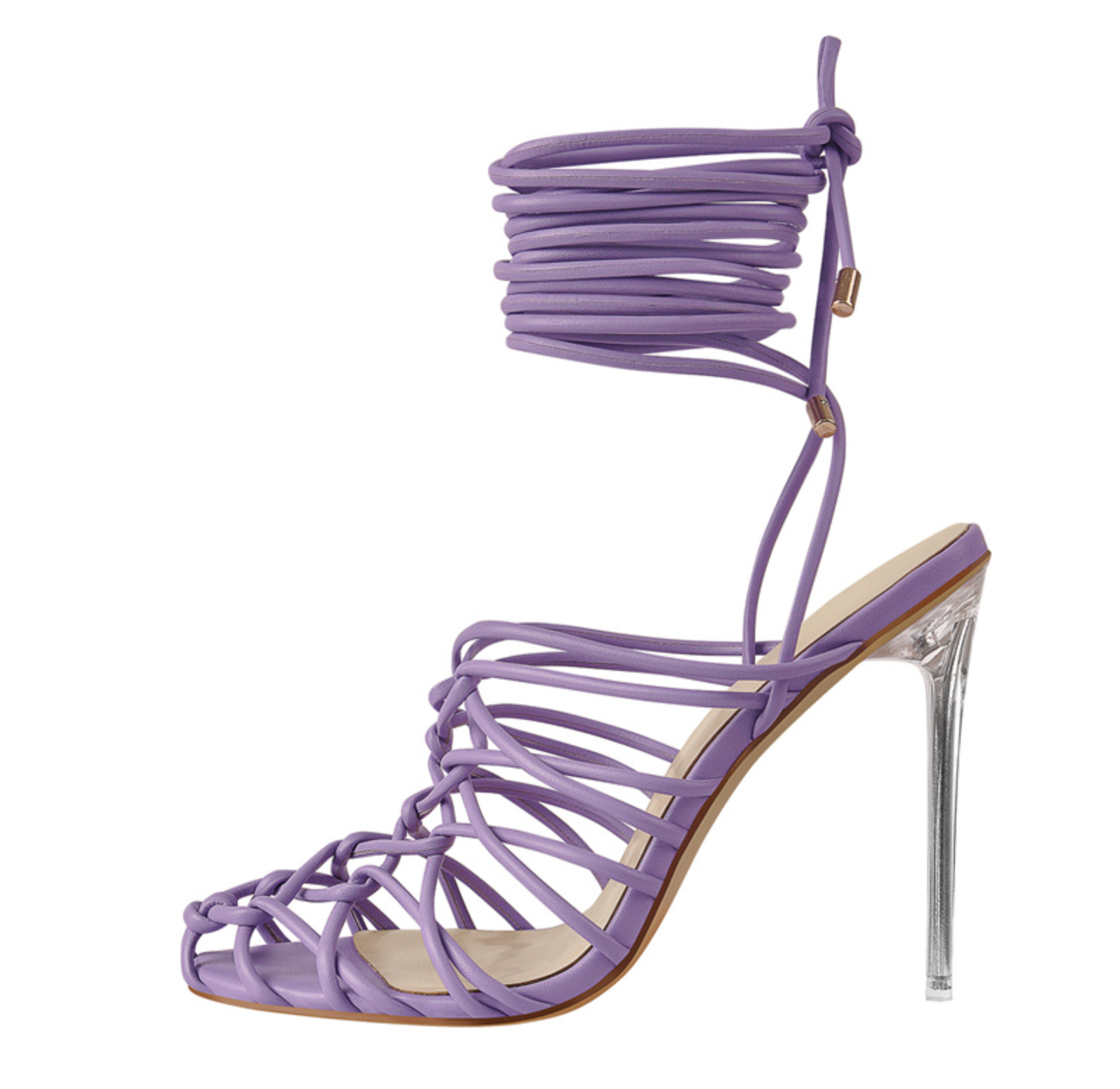 Sexy Lavender Prom Womens Sandals 2021 Rhinestone Bow Ankle Strap 11 cm Stiletto  Heels Open / Peep Toe Sandals High Heels
